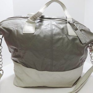 CESCA Gray & White Shoulder Purse